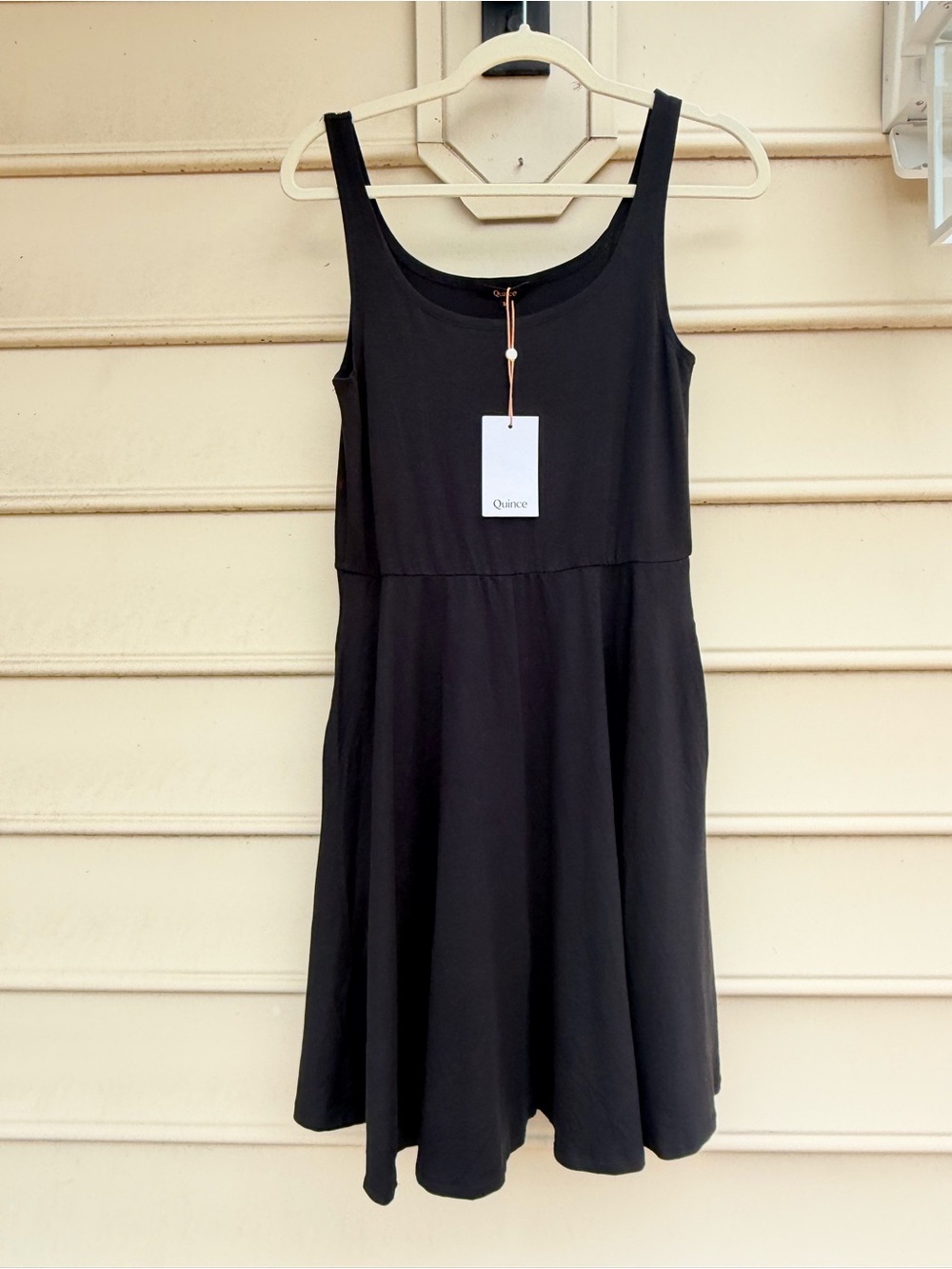 NWT Quince Black Tank Tencel Jersey Fit & Flare Mini Dress